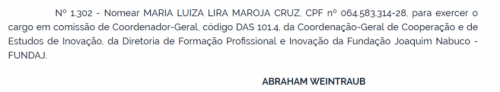 Nomeação de Maria Luiza Maroja