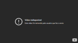 A imagem mostra uma tela escura com um ícone circular contendo um ponto de exclamação. No centro, aparece uma mensagem em português informando que o vídeo não está disponível porque foi removido pelo próprio usuário que o havia publicado.
